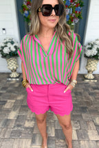 Pink Meets Green Stripe Top
