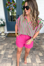Pink Meets Green Stripe Top
