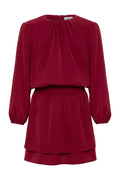 Pleat Ruby L/S Dress-Red