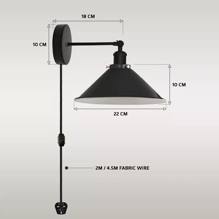 Plug In Wall Fitting 4M Table Bedside Lamps ~5802