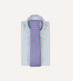 Purple Jumbled Tile Print Silk Self Tipped Tie