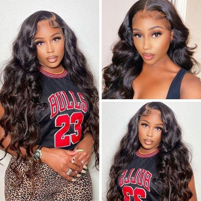 qvr wigs body wave 13x6 lace frontal black human hair