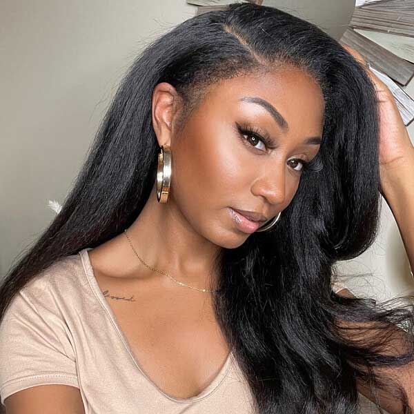 qvr wigs kinky straight human hair lace wigs for black women