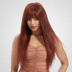 qvr wigs 4x4 lace front straight wig with bangs