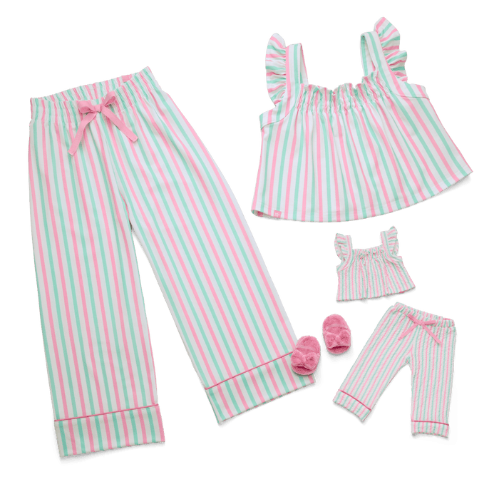 Raquel’s™ Coastal Stripes Pajamas for Girls & 18-inch Dolls