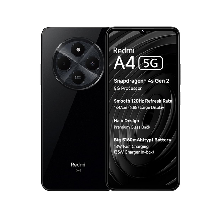 RedmiA4-Black of front and back view