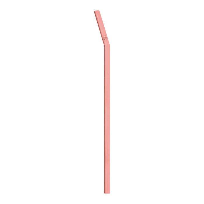 Terracotta coloured 10-inch reusable silicone straw standing upright.