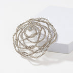 Rose Crystal Hair Bun Accessory - Silver