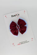 School Bow Burgundy and Bluebell - Layer Edge Bow - Clip
