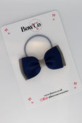 School Bow Navy and Metal Grey - Double Lapel Bow - Elastic