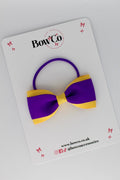 School Bow Purple and Yellow Gold - Tuxedo Bow - Elastic