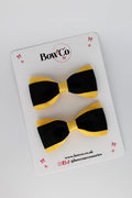 School Bows Black and Yellow Gold - Tuxedo Bow - Clip