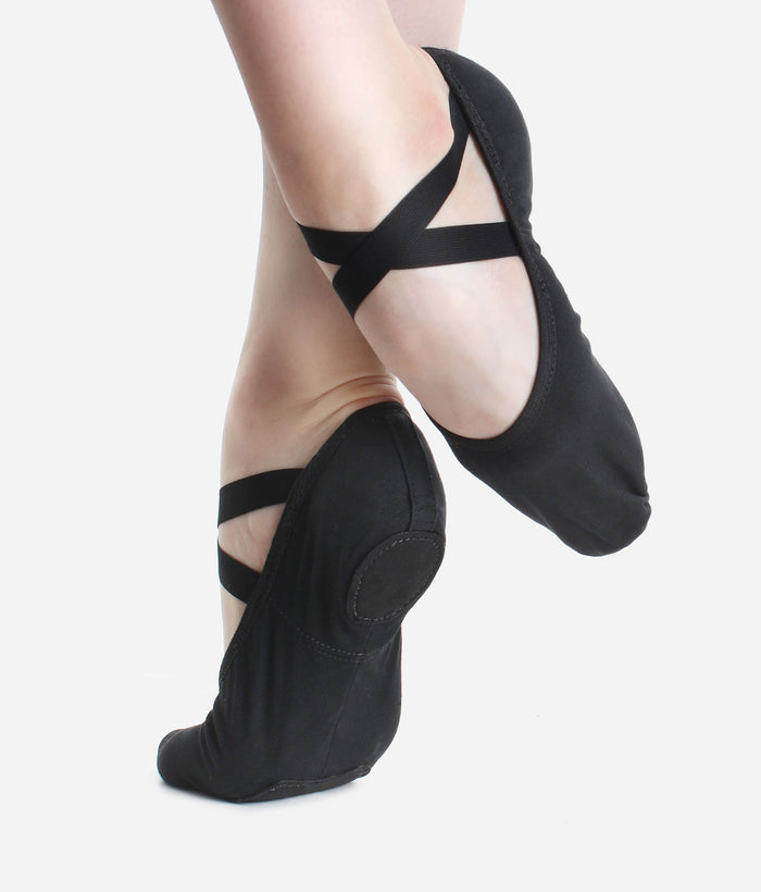 SD16VG Children's Wide Fit Vegan Ballet Shoes, Split Sole • C Width