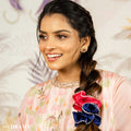 Set of 2 Silk Satin Scrunchies with Gota Patti - Blue & Pink