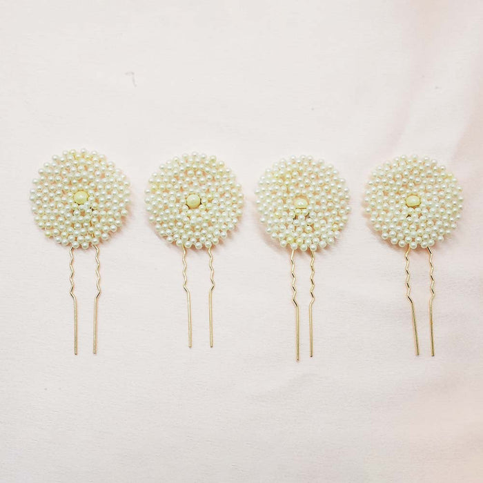 Set of 4 Pearl U Pins - Gold