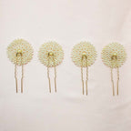 Set of 4 Pearl U Pins - Gold