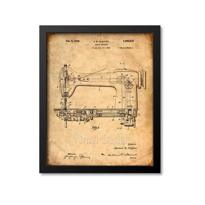Sewing Machine Patent Print