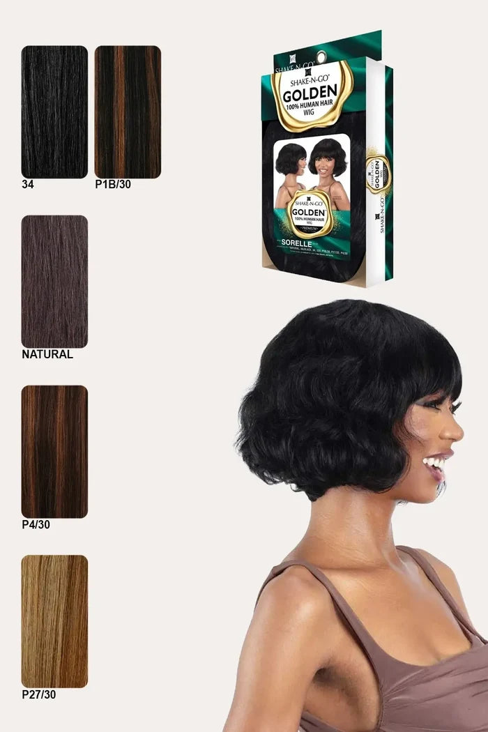 SHAKE N GO GOLDEN 100% HUMAN HAIR WIG - SORELLE SHAKE N GO