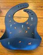 Silicone Bibb - blue with cowboy theme