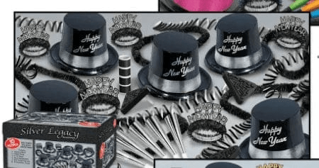 Silver Legacy New Year's Eve Party Assortment for 10 people - USA Party Store