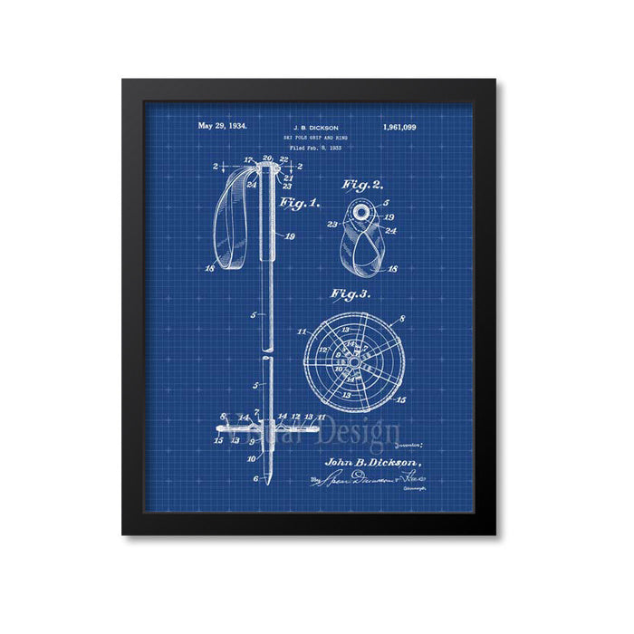 Ski Pole Patent Print