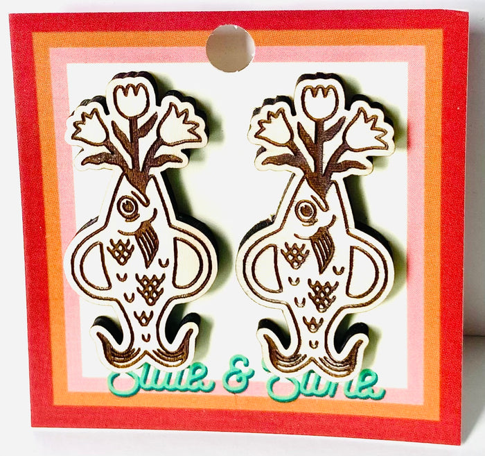 Slate & Stone Co. - Fish Vase Post Earrings