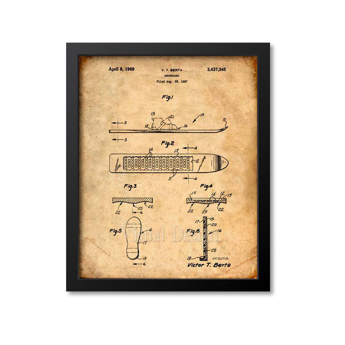 Snowboard Patent Print