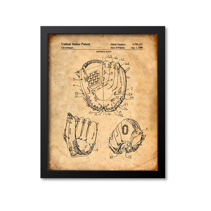 Softball Glove Patent Print