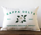 Kappa Delta Pillow Est. 1897 Honorable, Beautiful, Highest