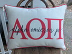 Alpha Omicron Pi - Letters and Words - Red Piping - Lumbar