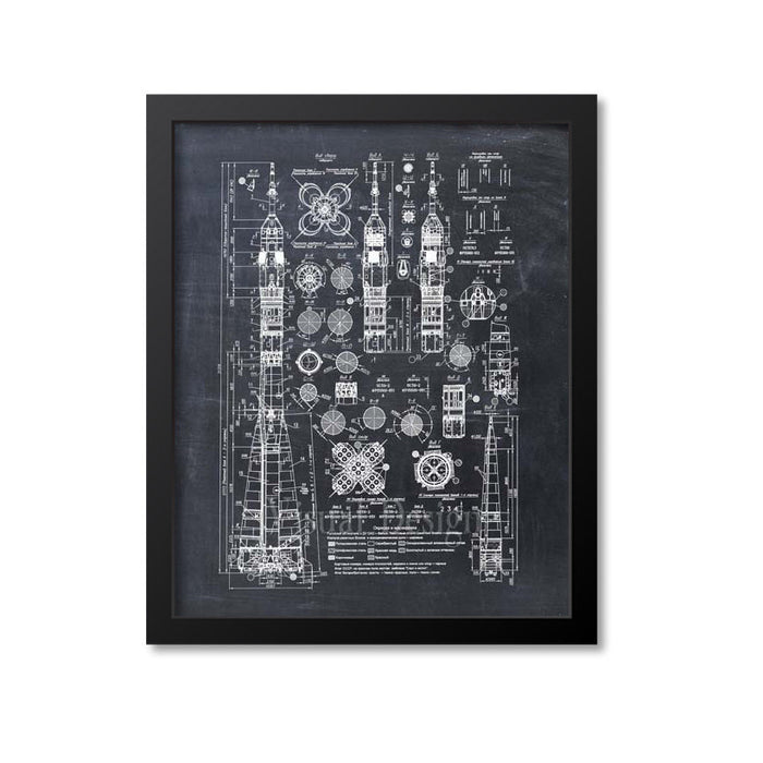 Soviet Rocket Schematics Print