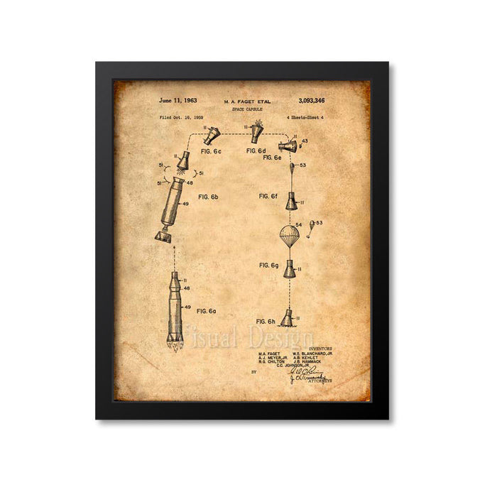 Space Capsule Landing Patent Print