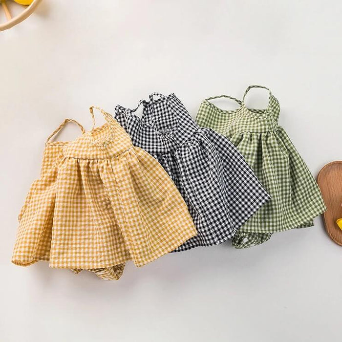 Spaghetti frock Romper in Checks