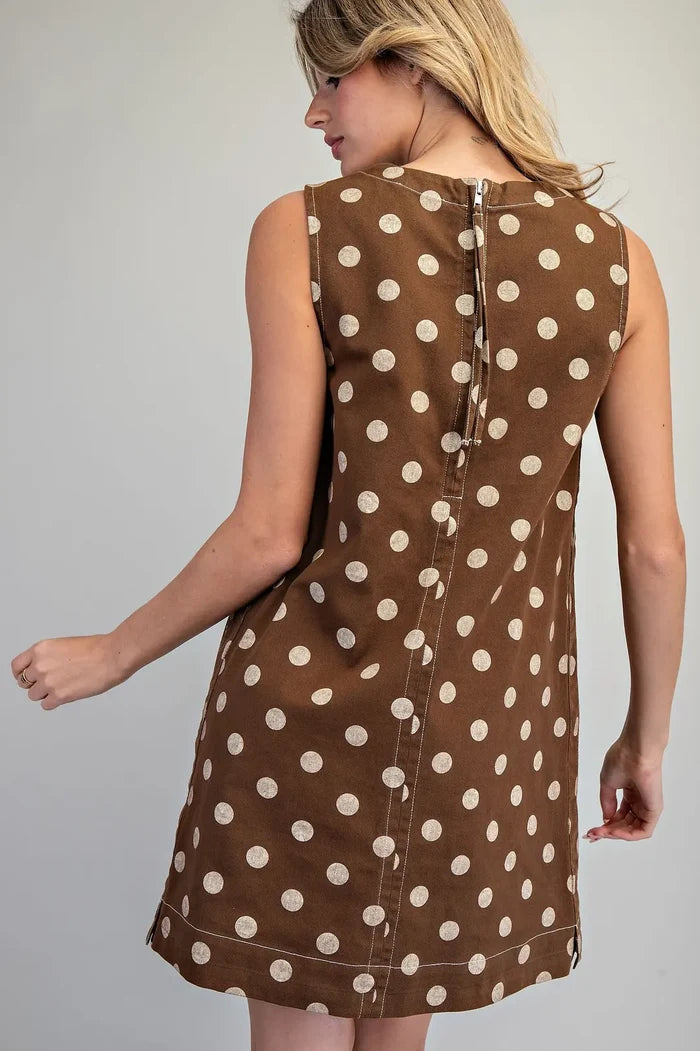 Spot On Mini Dress - Mocha Mousse