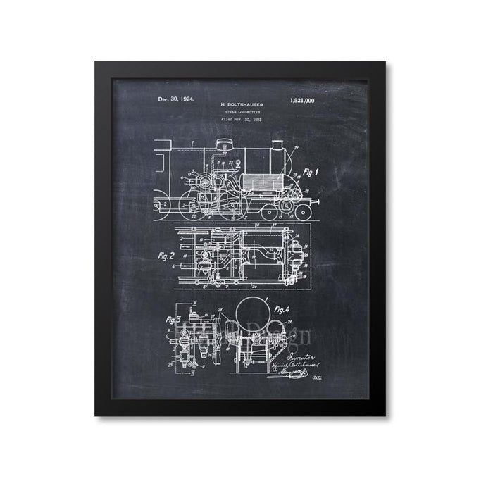 Steam Locomotive Patent Print
