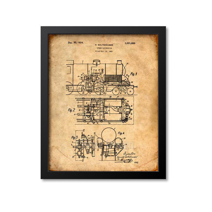 Steam Locomotive Patent Print