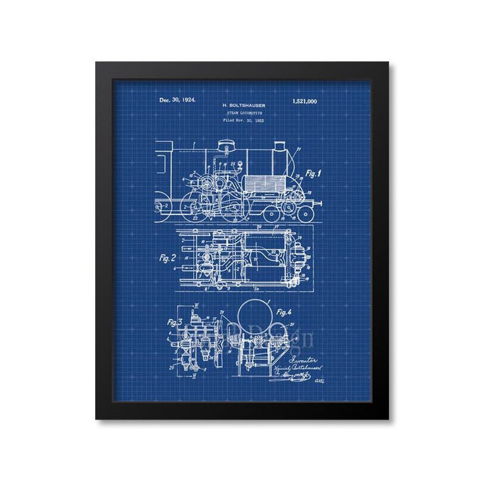 Steam Locomotive Patent Print