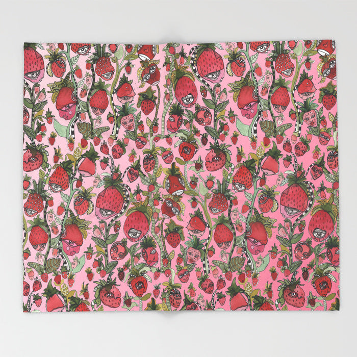 'Strawberry Friends' Fleece Blanket — C. Cambrea, Sincerely Joy