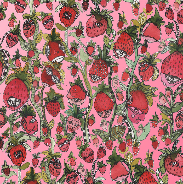 'Strawberry Friends' Fleece Blanket — alternate angle