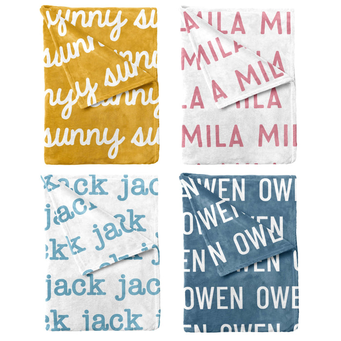 Sugar + Maple Personalized Sugar + Maple Plush Minky Personalized Blanket - Repeating Name