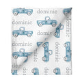 Sugar + Maple Personalized Grey Sugar + Maple Small Stretchy Blanket - Truck Blue