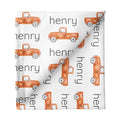 Sugar + Maple Personalized Grey Sugar + Maple Small Stretchy Blanket - Truck Orange