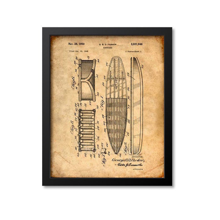 Surfboard Patent Print