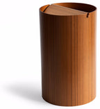 Teak Paper Waste Basket with Lid - Large