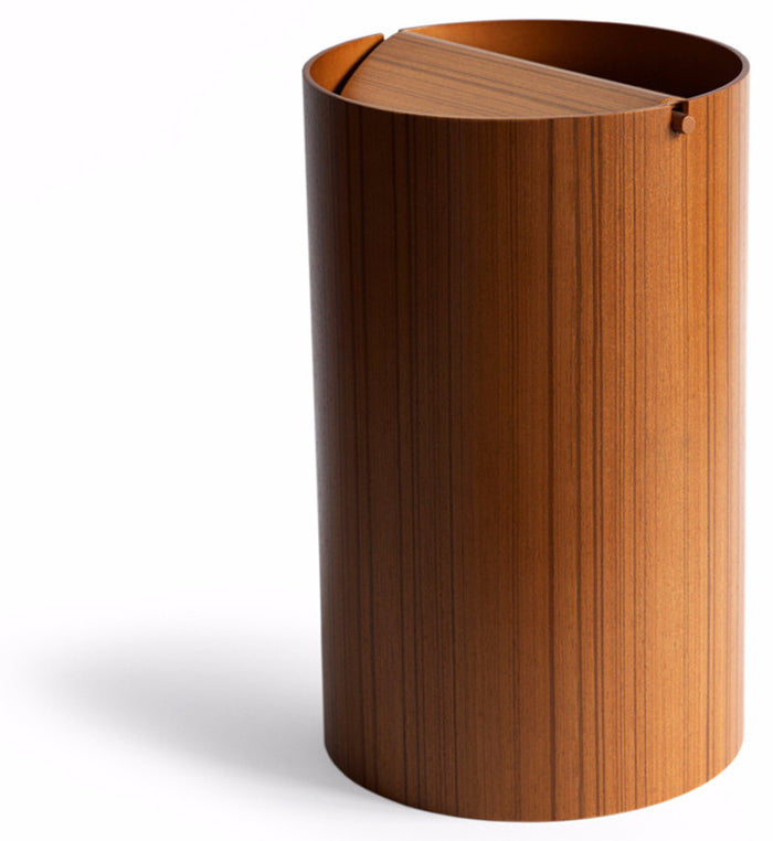 Teak Paper Waste Basket with Lid - Large