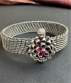 The Abhijita Silver Mesh Kemp Bracelet- Single (Oxidised/Size 2.2/2.4/2.6/2.8)