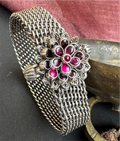 The Abhijita Silver Mesh Kemp Bracelet- Single (Oxidised/Size 2.2/2.4/2.6/2.8)