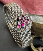 The Abhijita Silver Mesh Kemp Bracelet- Single (Oxidised/Size 2.2/2.4/2.6/2.8)