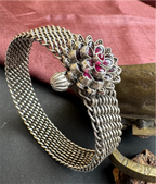 The Abhijita Silver Mesh Kemp Bracelet- Single (Oxidised/Size 2.2/2.4/2.6/2.8)