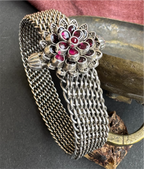 The Abhijita Silver Mesh Kemp Bracelet- Single (Oxidised/Size 2.2/2.4/2.6/2.8)
